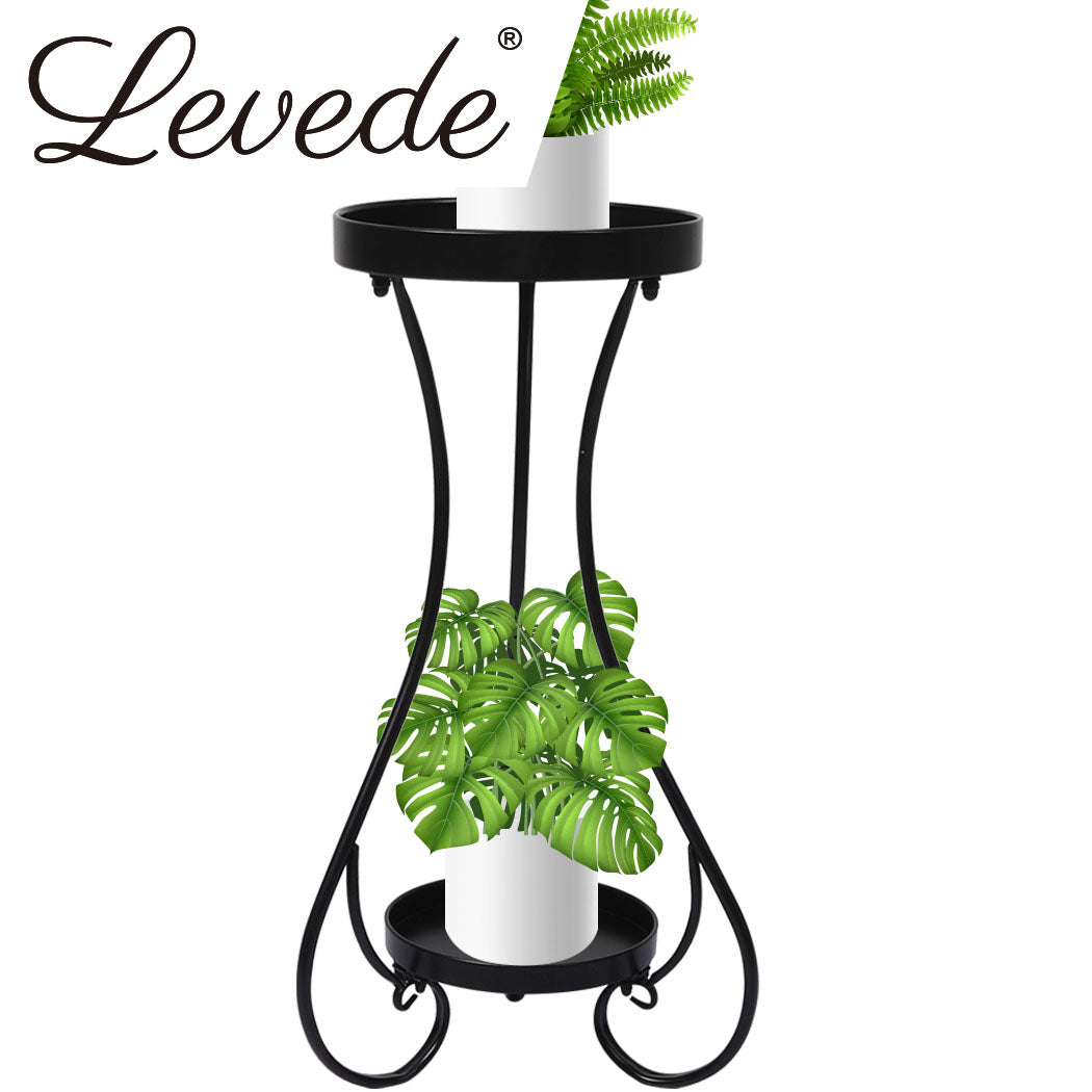 Levede Plant Stand 2 Tiers Outdoor Indoor Metal Flower Pots Rack Garden Shelf