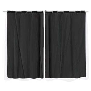 2x Blockout Curtains Panels 3 Layers with Gauze Room Darkening 140x230cm Black