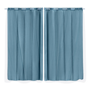 2x Blockout Curtains Panels 3 Layers with Gauze Darkening 180x230cm Turquoise