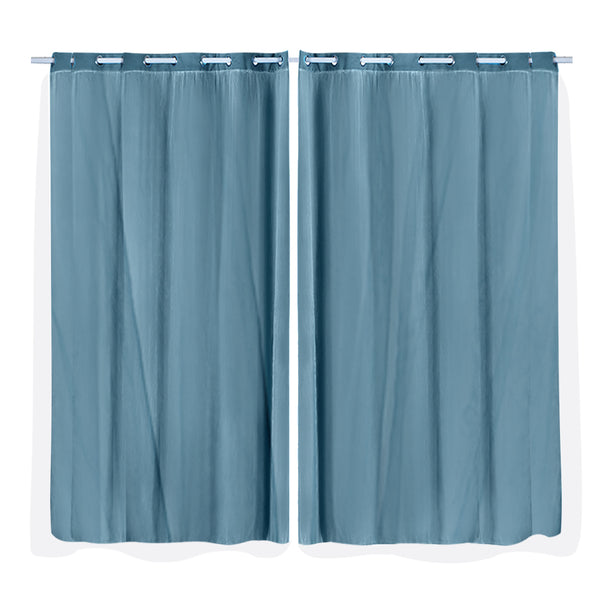 2x Blockout Curtains Panels 3 Layers with Gauze Darkening 180x230cm Turquoise