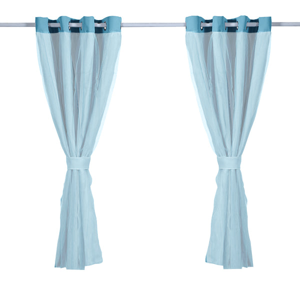 2x Blockout Curtains Panels 3 Layers with Gauze Darkening 140x230cm Turquoise