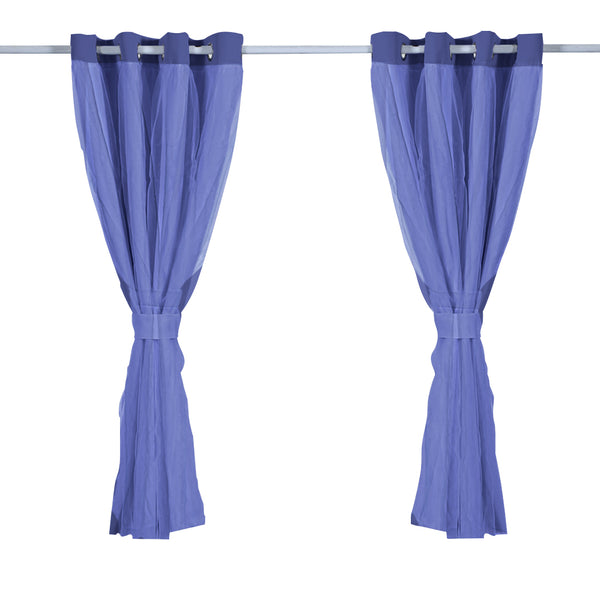 2x Blockout Curtains Panels 3 Layers with Gauze Room Darkening 140x244cm Navy