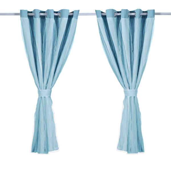 2x Blockout Curtains Panels 3 Layers with Gauze Darkening 180x230cm Turquoise