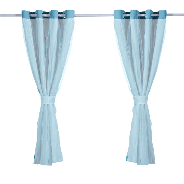 2x Blockout Curtains Panels 3 Layers with Gauze Darkening 140x244cm Turquoise