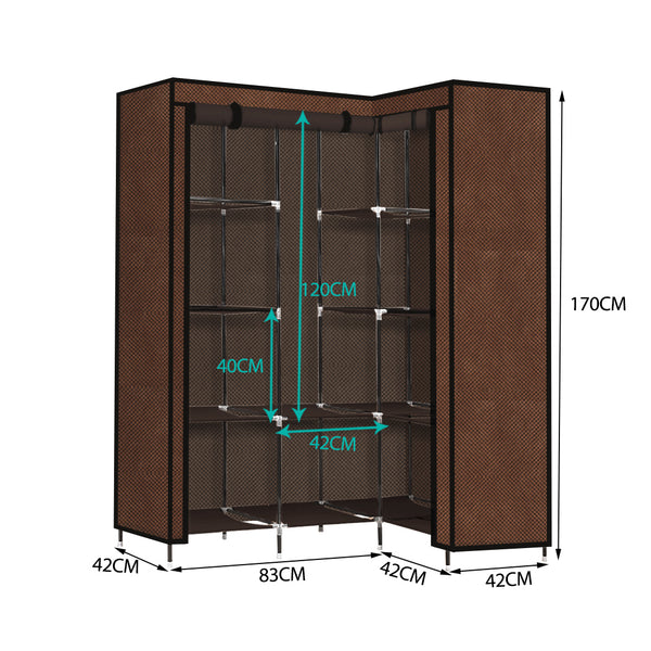 Levede Portable Clothes Closet Wardrobe Space Saver Storage Cabinet Coffee