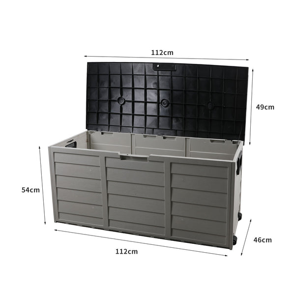 290L Outdoor Storage Box Garden Lockable Toys Tools Container Waterproof Indoor