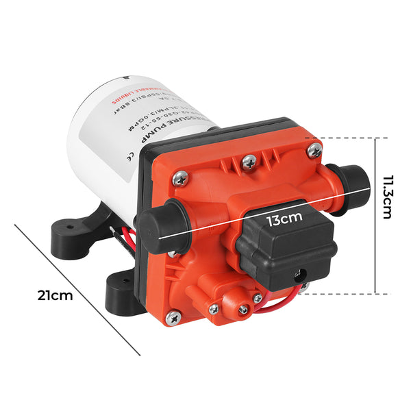 12V Water Pump High Pressure Fast Self-priming  Caravan 11.3L 55PSI Boat Camper