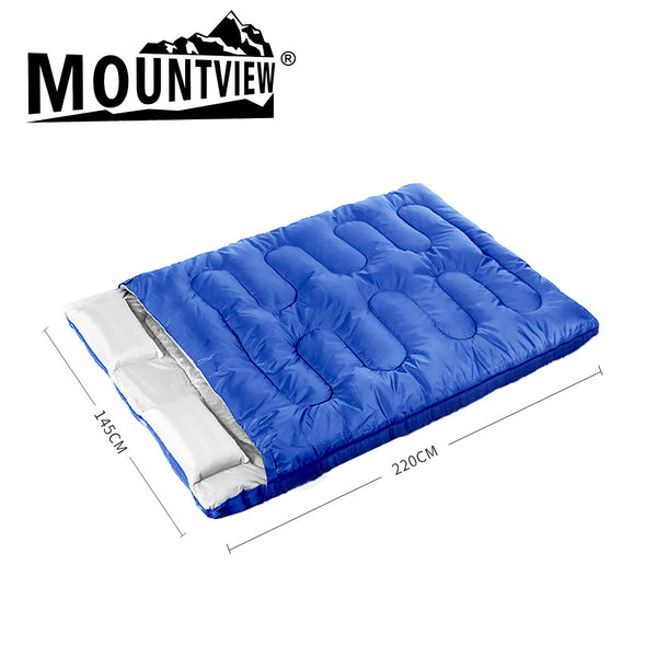 Mountview Sleeping Bag Double Bags Outdoor Camping Thermal 0â„ƒ-18â„ƒ Hiking Blue