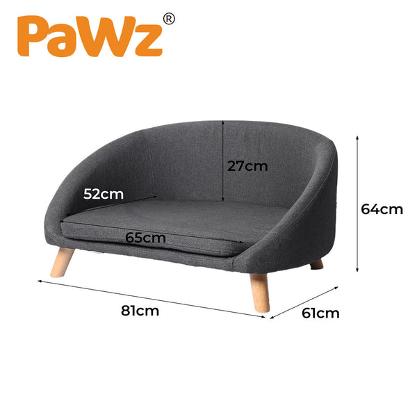 PaWz Luxury Pet Sofa Chaise Lounge Sofa Bed Cat Dog Beds Couch Sleeper Soft Grey