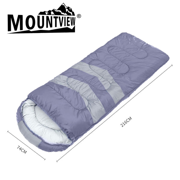 Mountview Single Sleeping Bag Bags Outdoor Camping Hiking Thermal -10â„ƒ Tent Grey