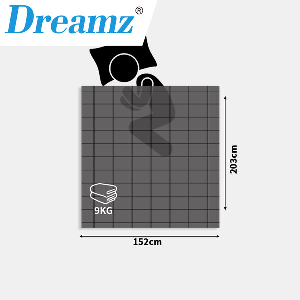 Dreamz Weighted Blanket Cotton Heavy Gravity Adults Deep Relax Relief 9KG Grey