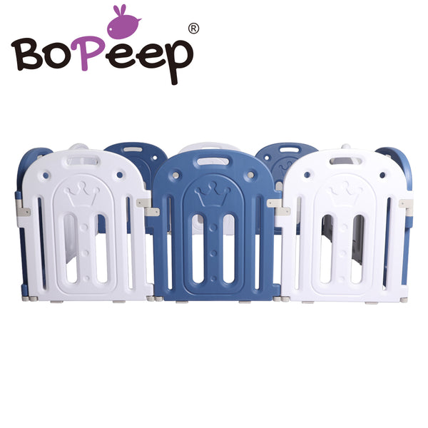 BoPeep Kids Baby Playpen Safety Gate Toddler Fence 10 Panel with Music Toy Blue