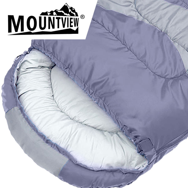 Mountview Single Sleeping Bag Bags Outdoor Camping Hiking Thermal -10â„ƒ Tent Grey