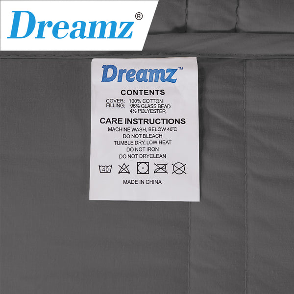 Dreamz Weighted Blanket Cotton Heavy Gravity Adults Deep Relax Relief 5KG Grey