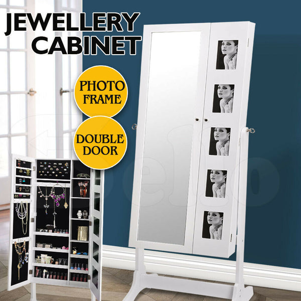 Levede Mirror Two Doors Jewellery Cabinet Makeup Storage Jewelry Organiser Box