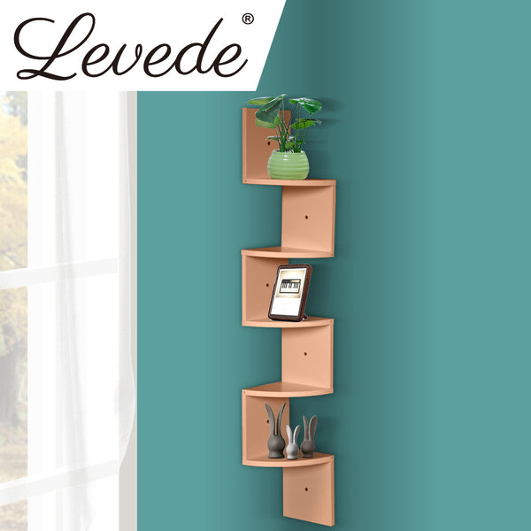 Levede 5 Tier Corner Wall Shelf Display Shelves DVD CD Storage Zig-tag Rack