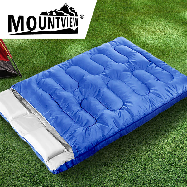 Mountview Sleeping Bag Double Bags Outdoor Camping Thermal 0â„ƒ-18â„ƒ Hiking Blue