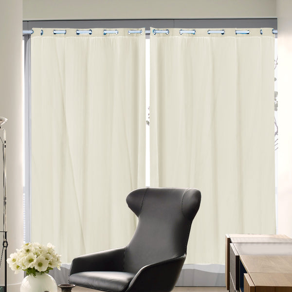 2x Blockout Curtains Panels 3 Layers with Gauze Room Darkening 180x230cm Sand