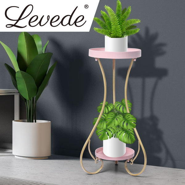 Levede Plant Stand 2 Tiers Outdoor Indoor Metal Flower Pots Rack Garden Shelf