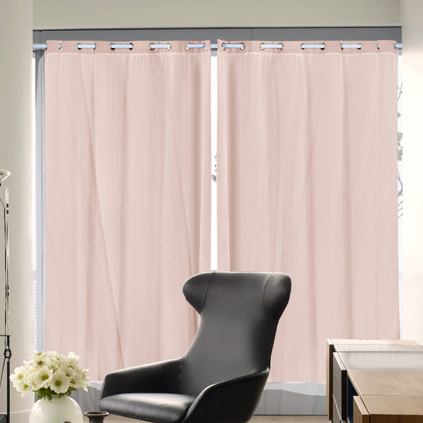 2x Blockout Curtains Panels 3 Layers with Gauze Room Darkening 180x230cm Rose