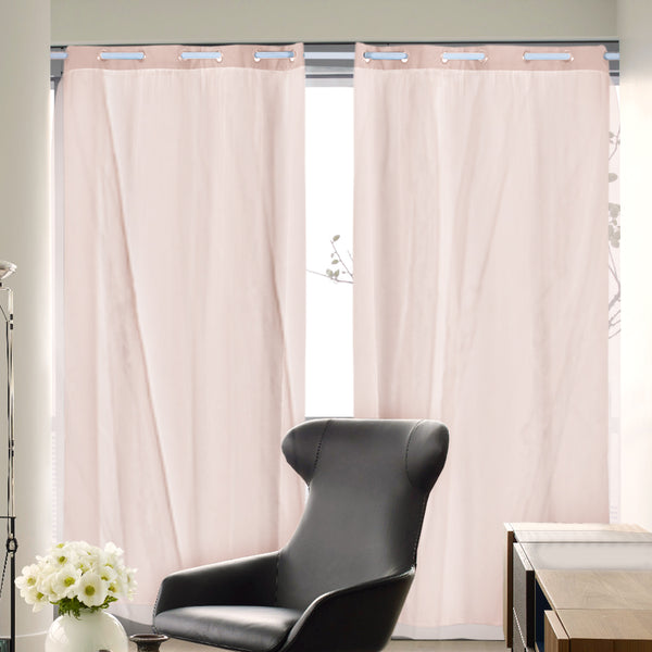 2x Blockout Curtains Panels 3 Layers with Gauze Room Darkening 140x244cm Rose