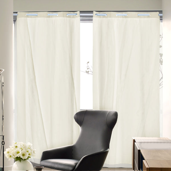 2x Blockout Curtains Panels 3 Layers with Gauze Room Darkening 140x244cm Sand