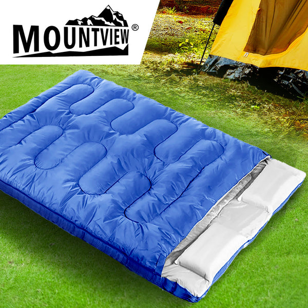 Mountview Sleeping Bag Double Bags Outdoor Camping Thermal 0â„ƒ-18â„ƒ Hiking Blue