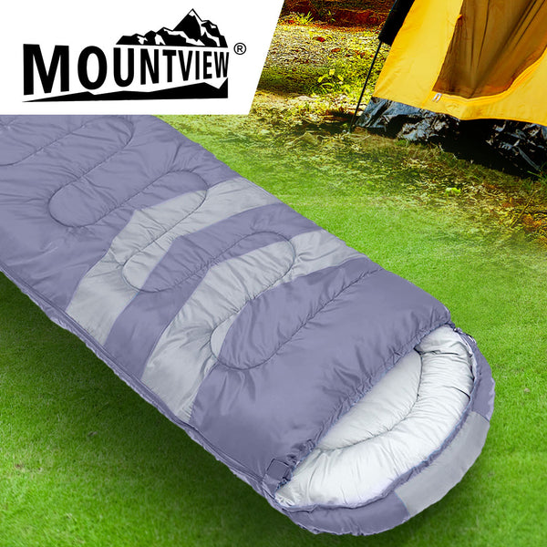 Mountview Single Sleeping Bag Bags Outdoor Camping Hiking Thermal -10â„ƒ Tent Grey