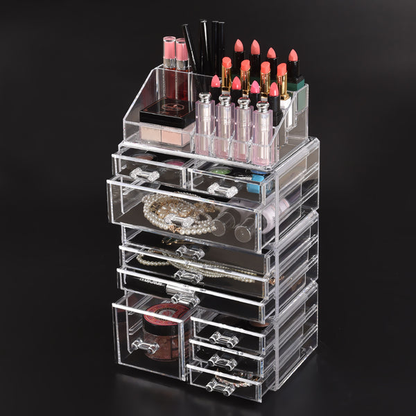 Cosmetic 10 Drawer Makeup Organizer Storage Jewellery Holder Box Acrylic Display