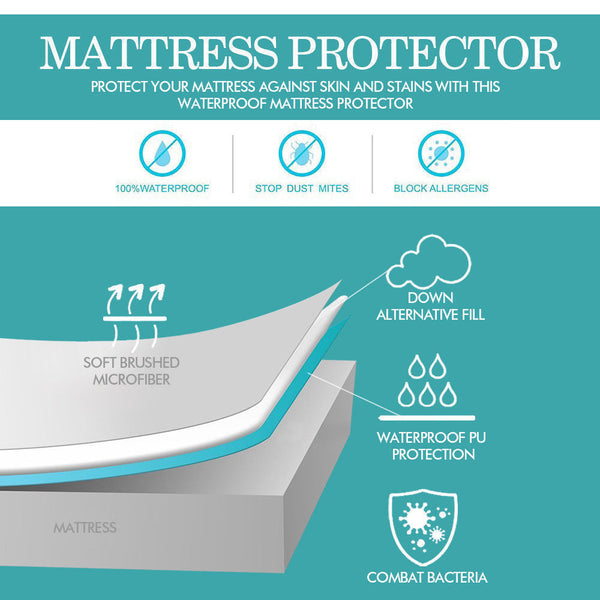 DreamZ Fitted Waterproof Mattress Protector with Bamboo Fibre Cover King Single