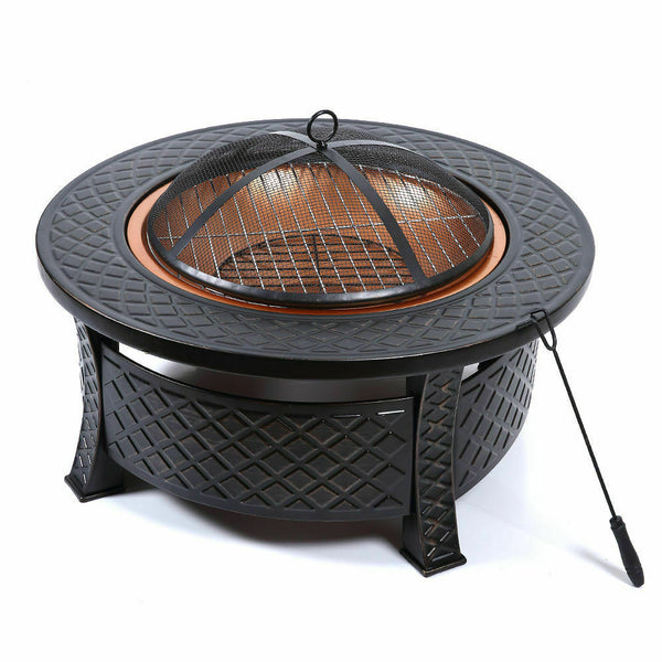 3 in 1 Outdoor Garden Fire Pit BBQ Firepit Brazier Round Stove Patio Heater