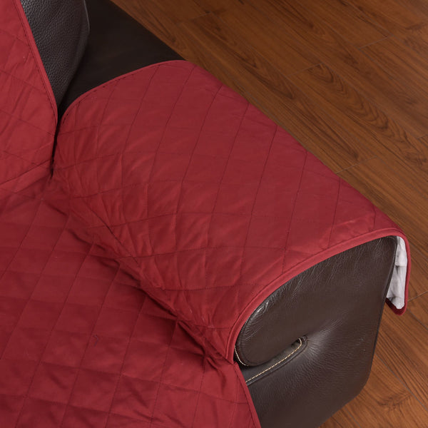 2 Seater Sofa Covers Quilted Couch Lounge Protectors Slipcovers Burgundy