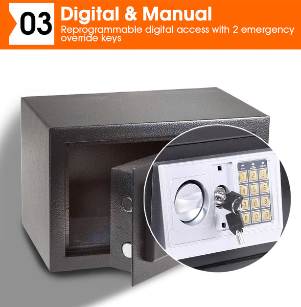 16L Electronic Safe Digital Security Box Home Office Cash Deposit Password