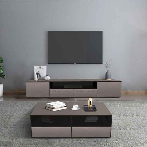 2 Pieces Modern Coffee Table & TV Unit Set