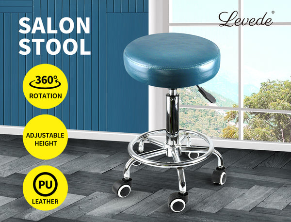 Levede Bar Stools Salon Stool Swivel Barber Dining Chair PU Hydraulic Lift Teal