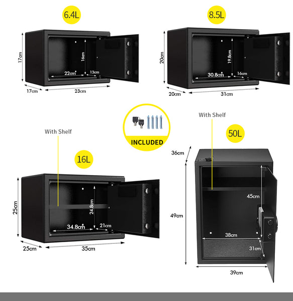 16L Electronic Safe Digital Security Box Home Office Cash Deposit Password