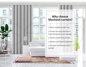 2x Blockout Curtains Panels 3 Layers Eyelet Room Darkening 140x160cm Grey